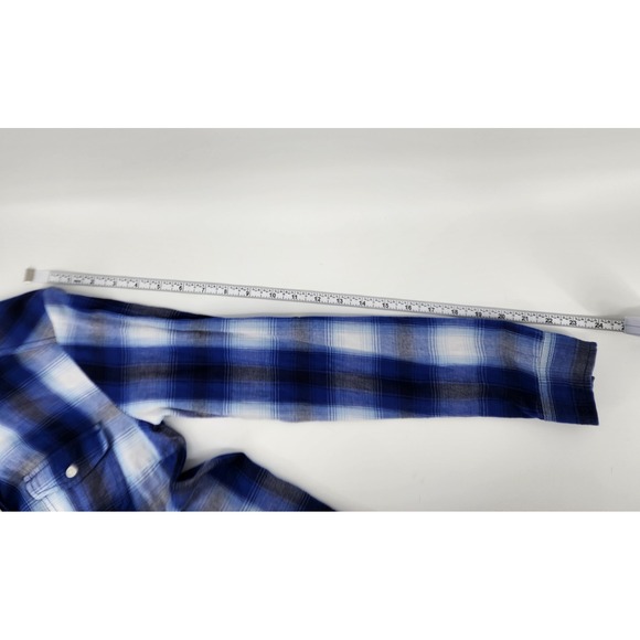 Live 4 Truth Womens S Blue Plaid Long Sleeve Button up 100% Cotton Fall Layers - Picture 6 of 10